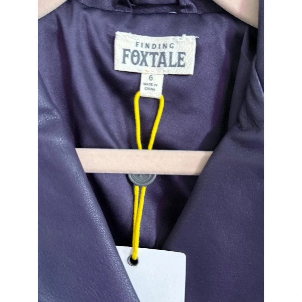 Finding Foxtale Girls Purple Faux Leather Ruffle Moto Jacket Size 6‎